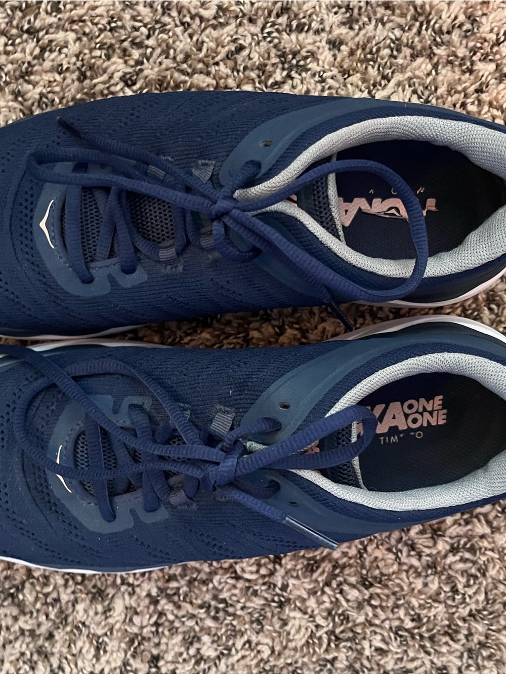 Hoka One One Navy and Light Gray Running Sneakers